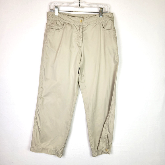 Eileen Fisher Pants - Eileen Fisher Womens Chino Crop Pants Size Small Beige Wide Leg Pockets Summer